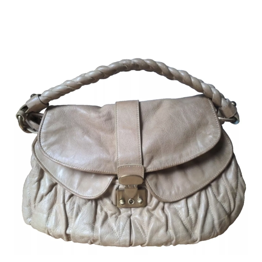 Sabina New York Taupe Leather Handbag Tote Hobo Satchel Single Handle